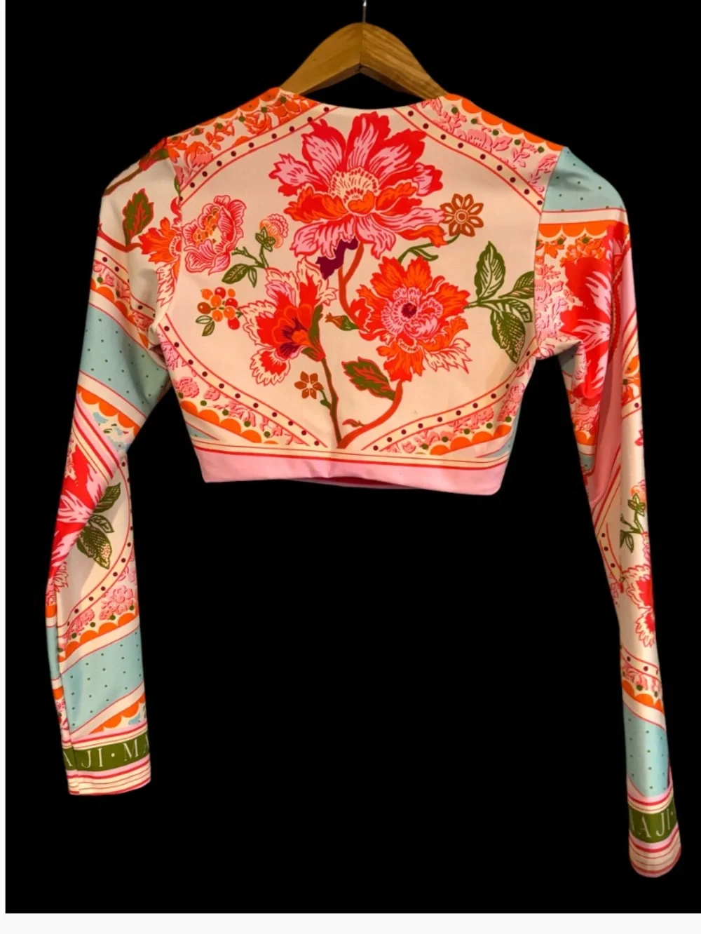 Maaji Spectacle Floral Groove Long Sleeve Crop Swim Top NWT
